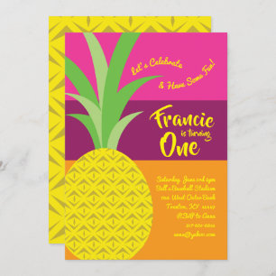 Pineapple 1st Birthday Cute Invitations