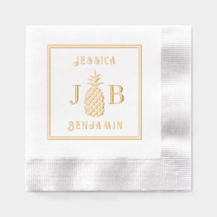 Pineapple #87 Couple 2 Initial Monogram Names FrCA Foil Napkins