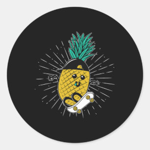Pineapple Aloha Beaches Hawaii Skateboarding - Ska Classic Round Sticker
