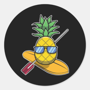 Pineapple Aloha Beaches Hawaii Stand Up Paddling G Classic Round Sticker
