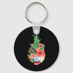 Pineapple Aloha Beaches Summer - Flowers Tropical Key Ring