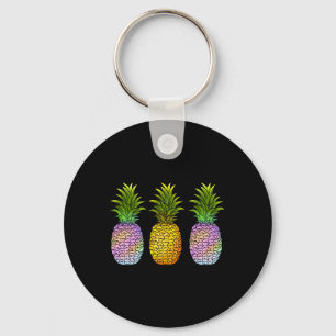 Pineapple Aloha Hawaii Hawaiian Fruit Summer Vacat Key Ring