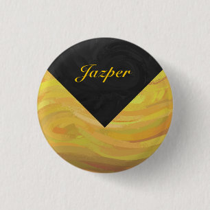 Pineapple and Black Monogram 3 Cm Round Badge