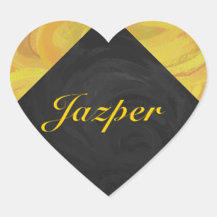 Pineapple and Black Monogram Heart Sticker