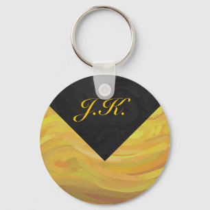 Pineapple and Black Monogram Key Ring