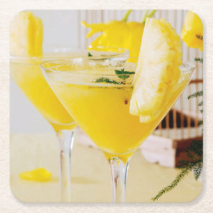 Pineapple and ginger Fresca cocktail Square Paper Coaster