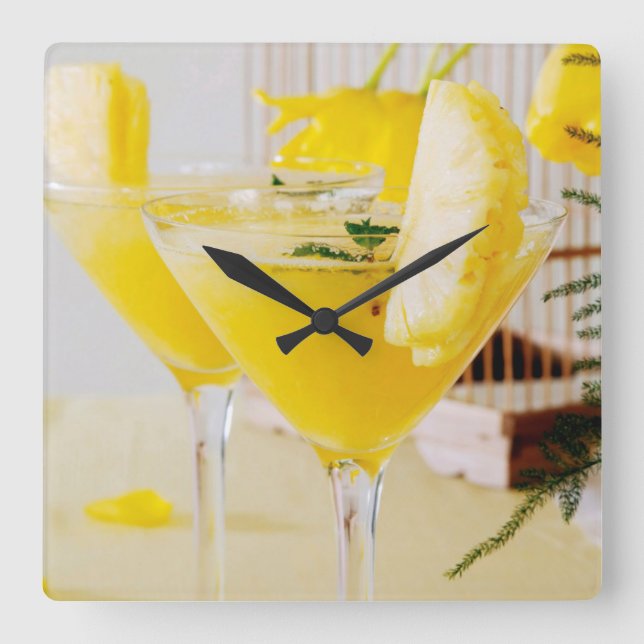 Pineapple and ginger Fresca cocktail Square Wall Clock (Front)