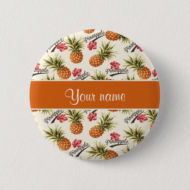 Pineapple and Hibiscus 6 Cm Round Badge (Front)