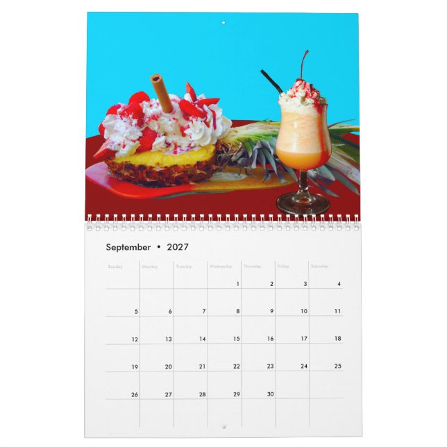 Pineapple and ice cream with a fruit smoothie  calendar (Sep 2027)