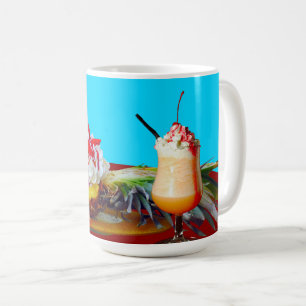 Pineapple and ice cream with a fruit smoothie  coffee mug
