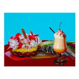 Pineapple and ice cream with a fruit smoothie  poster