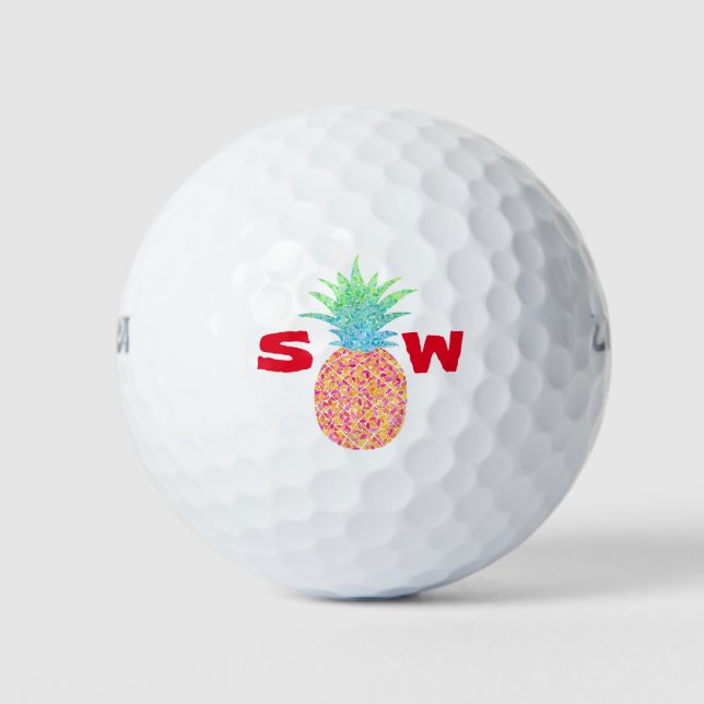 Pineapple and Initials Branded Golf Balls (Front)