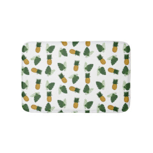 Pineapple And Palm Leaves Bath Mat