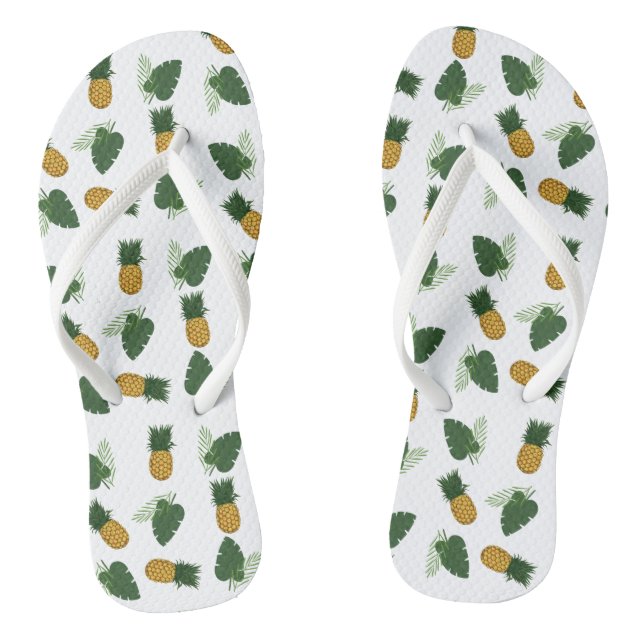 Pineapple And Palm Leaves Thongs (Footbed)