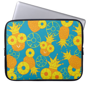 Pineapple and pineapple rings. Seamless doodle pat Laptop Sleeve