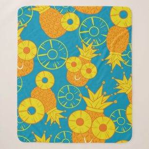 Pineapple and pineapple rings. Seamless doodle pat Sherpa Blanket