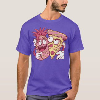 Pineapple And Pizza Friends Food Cartoon T-Shirt
