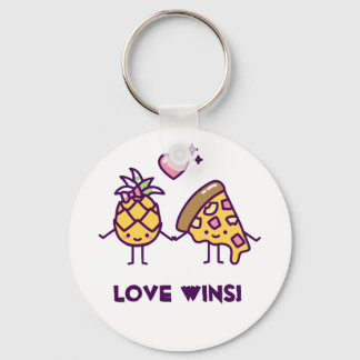 Pineapple and Pizza Love Wins Round Keychain