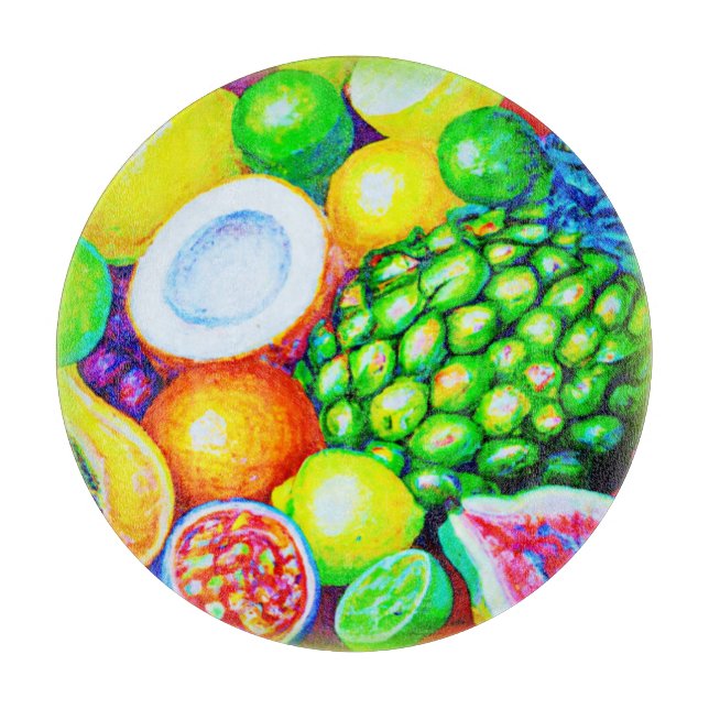 Pineapple and Tropical Fruits. Buy Now Cutting Board (Front)