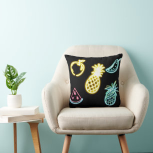 Pineapple and Tropical Fruits Neon Cushion