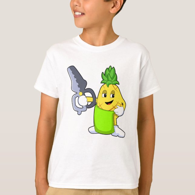 Pineapple as Hairdresser with Scissors & Razor T-Shirt (Front)