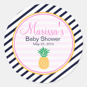 Pineapple baby shower party circle classic round sticker