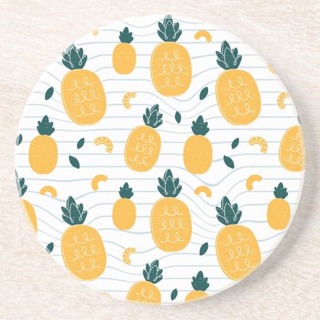 Pineapple Beauty: Hand Drawn Pattern Coaster (Front)
