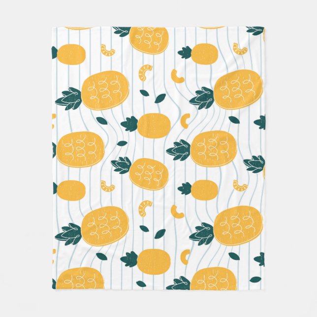 Pineapple Beauty: Hand Drawn Pattern Fleece Blanket (Front)