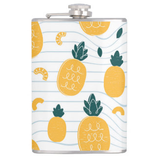 Pineapple Beauty: Hand Drawn Pattern Hip Flask