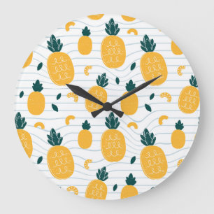 Pineapple Beauty: Hand Drawn Pattern Large Clock