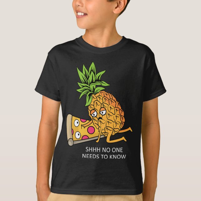 Pineapple Belongs on Pizza Lover Funny Food Pun T-Shirt (Front)