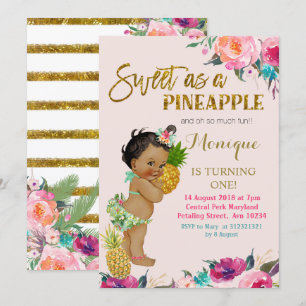Pineapple birthday invitation African American
