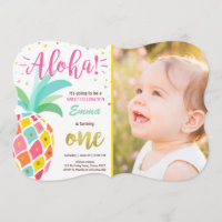Pineapple birthday invitation Tropical Luau Hawaii