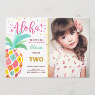 Pineapple birthday invitation Tropical Luau Hawaii