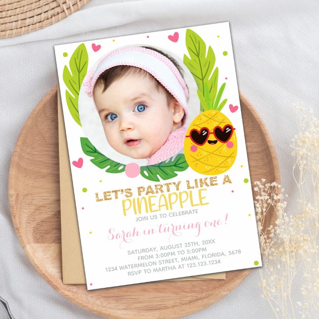 Pineapple Birthday Invitation with photo (Pineapple Birthday Invitations with photo)