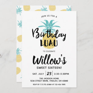 Pineapple Birthday Luau Party, Any Age Invitation