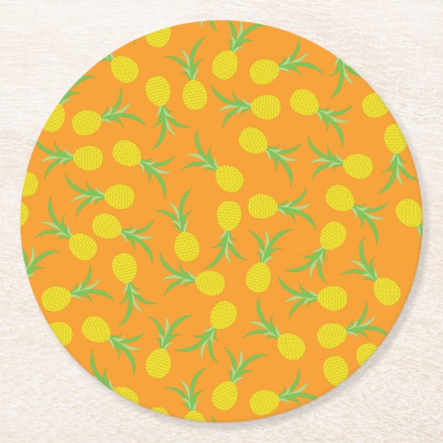 Pineapple Birthday Party Round Paper Coaster (Front)