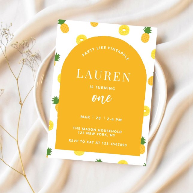 Pineapple Birthday Summer Luau Classy Modern  Invitation (Creator Uploaded)