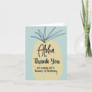 Pineapple Birthday Tropical Summer Aloha Thank You Note Card