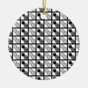 pineapple Black and white design Ceramic Ornament