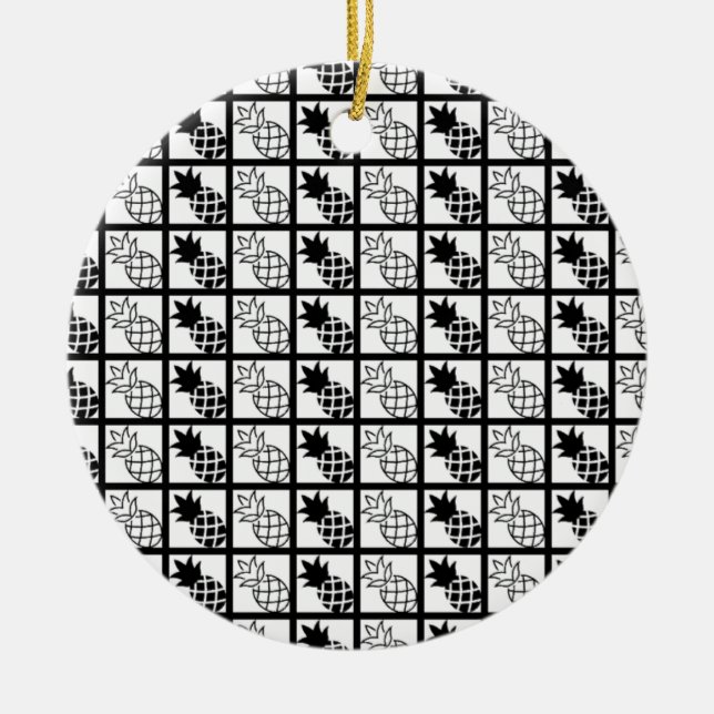 pineapple Black and white design   Ceramic Ornament (Front)