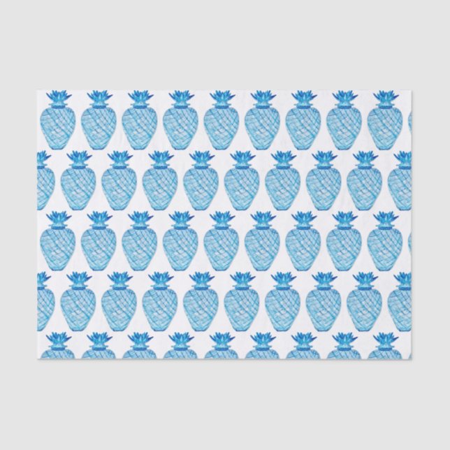 Pineapple Blue and White Ginger Jar Tissue Paper (Front)