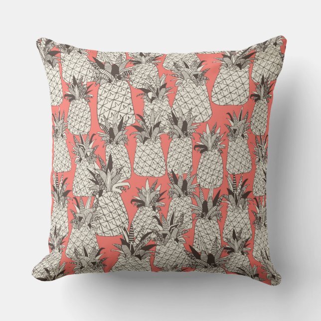 pineapple blush coral cushion (Front)