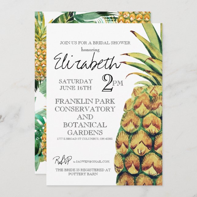 Pineapple Bridal Shower Invitation (Front/Back)