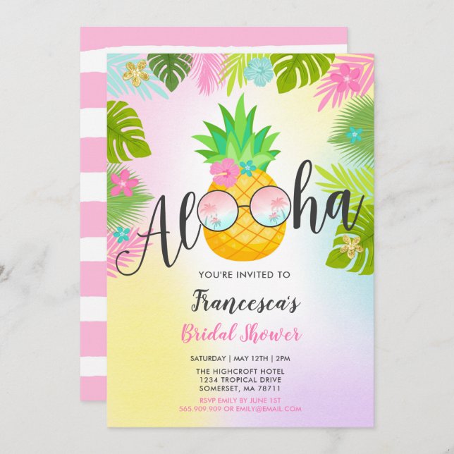 Pineapple Bridal Shower Invitation Hawaiian Bridal (Front/Back)