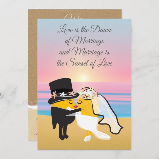 Pineapple Bride and Groom Characters Kissing Card (Front/Back)