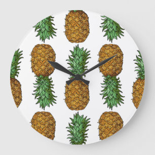 Pineapple Brightness: Summer Tropical Illustration Large Clock
