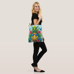 Pineapple Butterfly Hibiscus Tote Bag