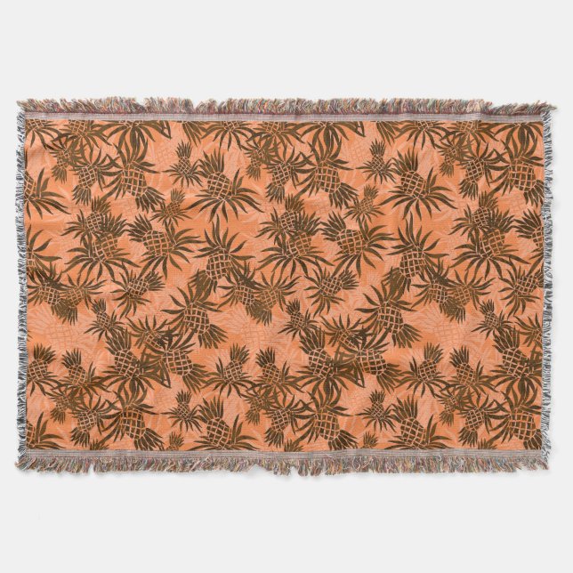 Pineapple Camo Hawaiian Throw Blanket (Front)