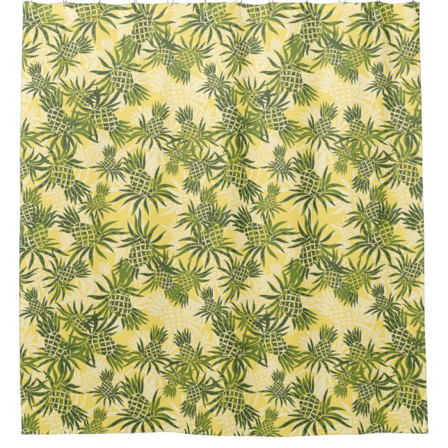 Pineapple Camo Hawaiian Tropical Aloha Shirt Shower Curtain (Front)